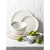 Four Dip Glaze Dinner Plates - Soft White