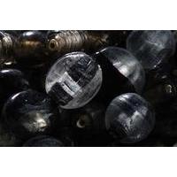 Foil Glass Beads. Black/Greys