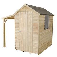 Forest Forest 4x6ft Apex Overlap Pressure Treated Shed with Lean To (Assembled)