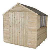 Forest Forest 7x7ft Apex Overlap Pressure Treated Double Door Shed