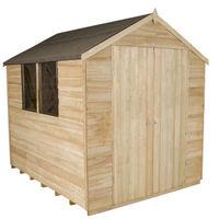 forest forest 6x8ft apex overlap pressure treated double door shed ass ...