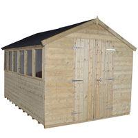 forest forest 8x12ft apex pressure treated shiplap double door shed as ...