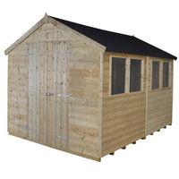 Forest Forest 8x10ft Apex Pressure Treated Shiplap Double Door Shed