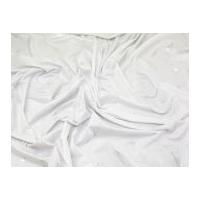 Foil Leaf Print Stretch Jersey Dress Fabric White & Silver