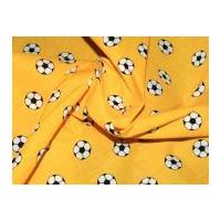 Footballs Print Polycotton Dress Fabric Yellow