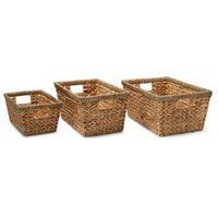 form natural water hyacinth seagrass storage basket of 3