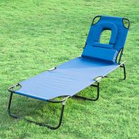 Folding Recliner Portable Garden Lounger in Blue