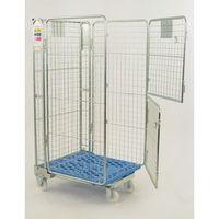 four sided economy nestable a framed roll container with split front g ...