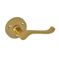 Forge Brass Gable Lever On Rose Handle