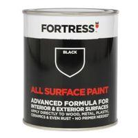 Fortress Interior & Exterior Black Satin Multipurpose Paint 250ml