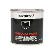 Fortress One Coat Interior & Exterior Black Matt Wood & Metal Paint 250ml Tester Pot