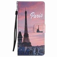 For Xperia XA Ultra X Performance Z5 Case Cover Eiffel Tower Painted Lanyard PU Phone Case