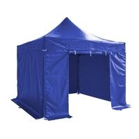Folding Tent PRO Series 50mm Aluminium Structure + 4 Sides PVC 520g/m² Tarpaulin 3x3m for Professional Needs or Daily Use Blue