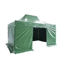 Folding Tent PRO Series 50mm Aluminium Structure + 4 Sides PVC 520g/m² Tarpaulin 3x4.5m for Professional Needs or Daily Use Green