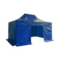 Folding Tent PRO Series 50mm Aluminium Structure + 4 Sides PVC 520g/m² Tarpaulin 3x4.5m for Professional Needs or Daily Use Blue