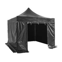 Folding Tent PRO Series 50mm Aluminium Structure + 4 Sides PVC 520g/m² Tarpaulin 3x3m for Professional Needs or Daily Use Black