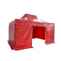 Folding Tent PRO Series 50mm Aluminium Structure + 4 Sides PVC 520g/m² Tarpaulin 3x4.5m for Professional Needs or Daily Use Red