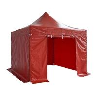 Folding Tent PRO Series 50mm Aluminium Structure + 4 Sides PVC 520g/m² Tarpaulin 3x3m for Professional Needs or Daily Use Red