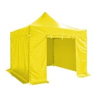 Folding Tent PRO Series 50mm Aluminium Structure + 4 Sides PVC 520g/m² Tarpaulin 3x3m for Professional Needs or Daily Use Yellow
