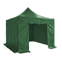 Folding Tent PRO Series 50mm Aluminium Structure + 4 Sides PVC 520g/m² Tarpaulin 3x3m for Professional Needs or Daily Use Green