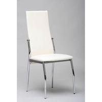 Folio Dining Chair In White Faux Leather With Chrome Legs