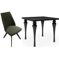 fountain black high gloss square dining set with 4 lennon taupe chairs