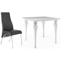 fountain white high gloss square dining set with 4 eton black faux lea ...