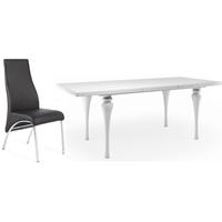 fountain white high gloss extending dining set with 6 eton black faux  ...