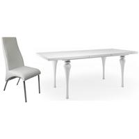 fountain white high gloss extending dining set with 6 eton white faux  ...