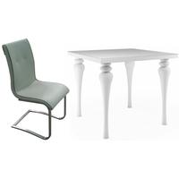 fountain white high gloss square dining set with 4 rialto grey faux le ...