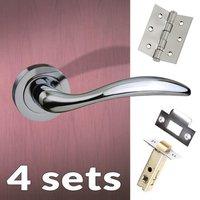 four pack ancon mediterranean lever on rose polished chrome handle