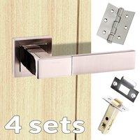 four pack senza pari casalli lever on square rose satin nickel handle