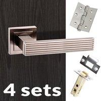 Four Pack Senza Pari Dritto Lever on Square Rose - Satin Nickel Handle