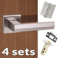 four pack senza pari davoli lever on flush rose satin nickel handle