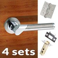 four pack tunis mediterranean lever on rose satin nickel polished chro ...