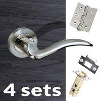 four pack valencia mediterranean lever on rose satin nickel handle