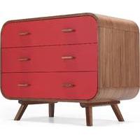 fonteyn chest of drawers walnut and red