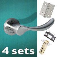 four pack malaga mediterranean lever on rose satin nickel handle