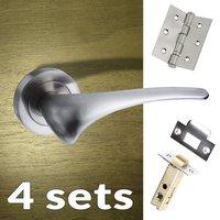 four pack marseille mediterranean lever on rose satin nickel handle