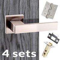 four pack senza pari panetti lever on flush rose satin nickel handle