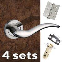 four pack barcelona mediterranean lever on rose satin nickel handle