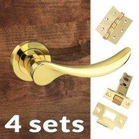 four pack malaga mediterranean lever on rose polished brass handle