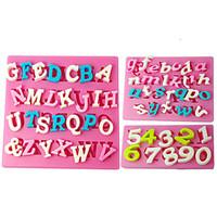 FOUR-C Silicone Cupcake Molds Number Fondant Moulds, Fondant Decorating Tools Supplies Color Pink 3PCS/Set
