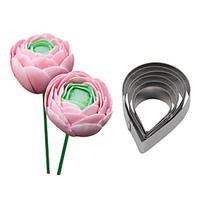 FOUR-C Stainless Steel Rose Drop Flower Cutter Fondant Sugar Craft Cupcake Mold Baking Moulds Cookie Decorating Tools