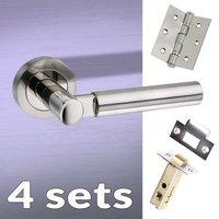 four pack palermo mediterranean lever on rose satin nickel handle