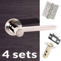 four pack senza pari darrio lever on rose satin nickel handle