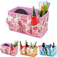 folding flower pattern cosmetics storage stand box makeup brush pot co ...