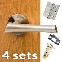 four pack corsica mediterranean lever on rose satin nickel handle