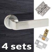 Four Pack Monza Forme Designer Lever on Contempo Round Rose - Satin Chrome Handle