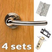 four pack naples mediterranean lever on rose satin nickel handle